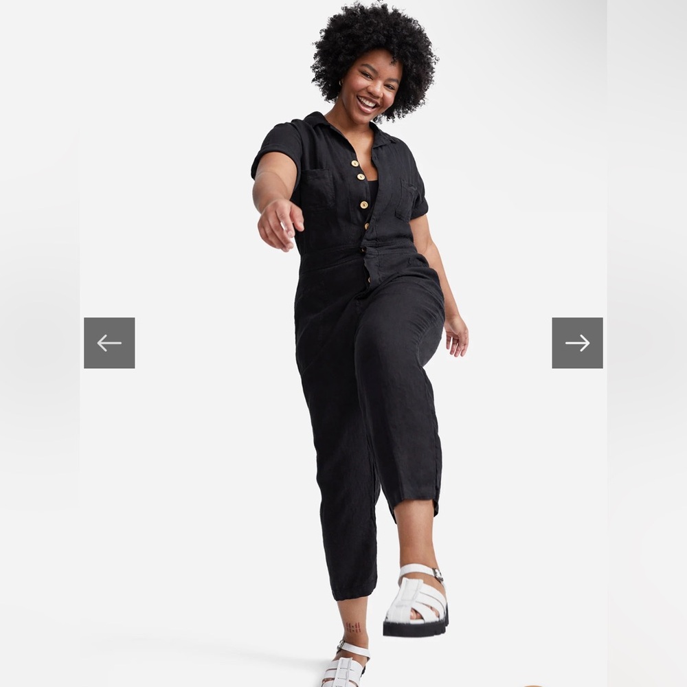 MATE - Shore Sleeve Linen Jumpsuit - S - Black
